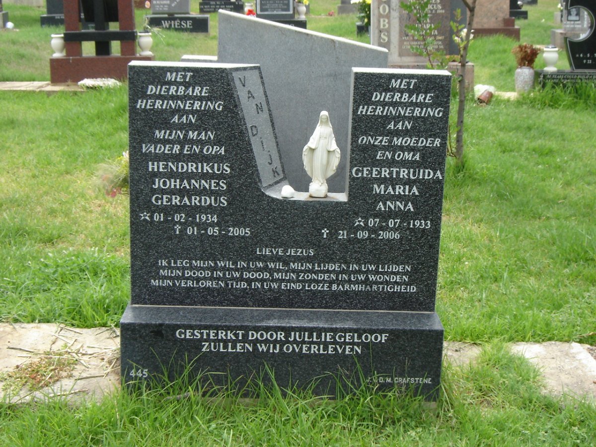 DIJK Hendrikus Johannes Gerhardus, van 1934-2005 &amp; Geertruida Maria Anna 1933-2006