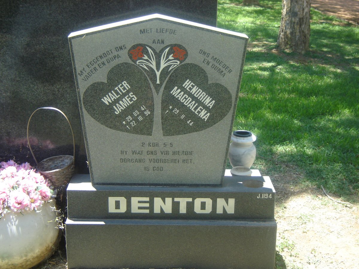 DENTON Walter James 1941-1996 &amp; Hendrina Magdalena 1944-