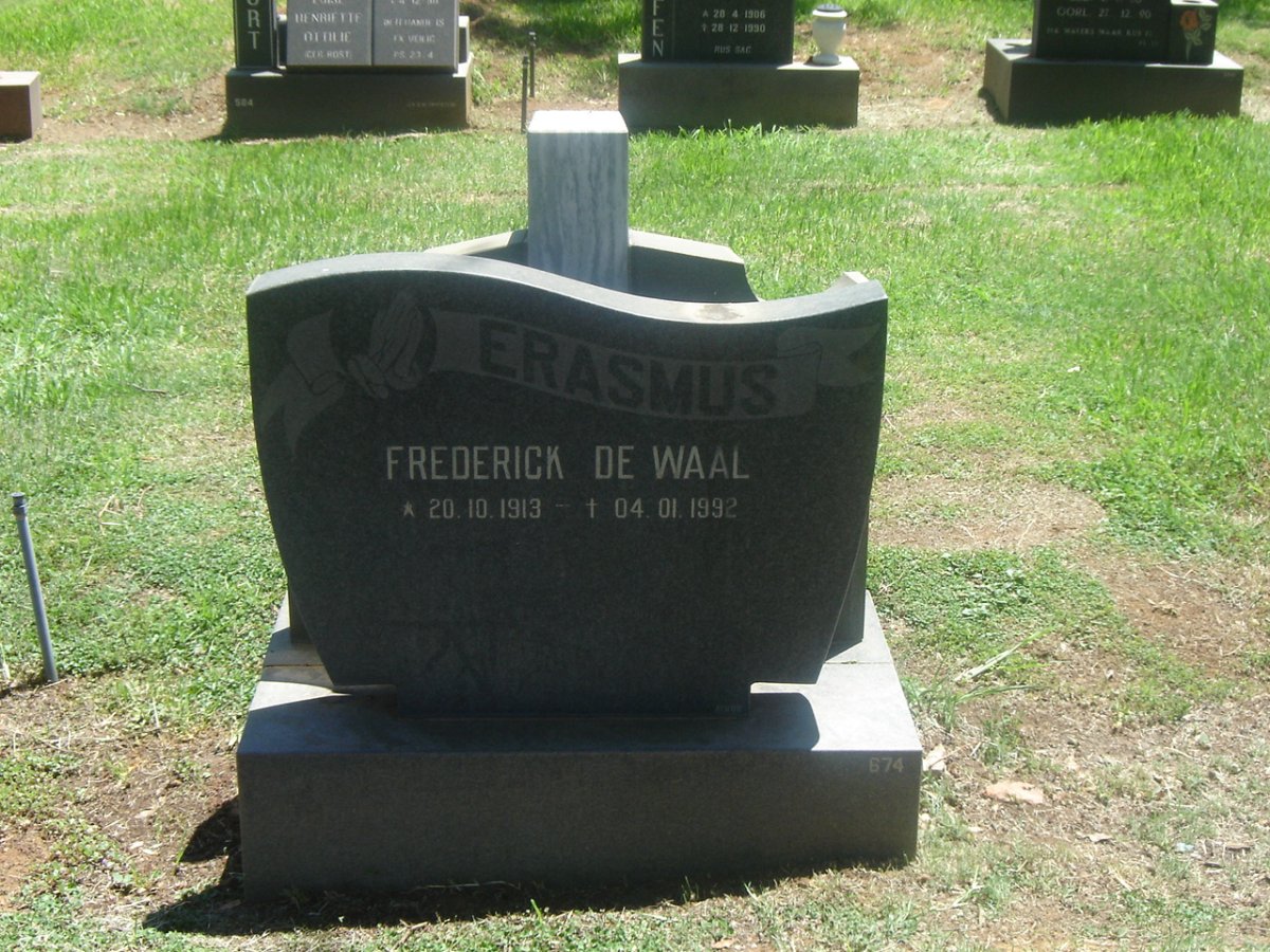ERASMUS Frederick De Waal 1913-1992