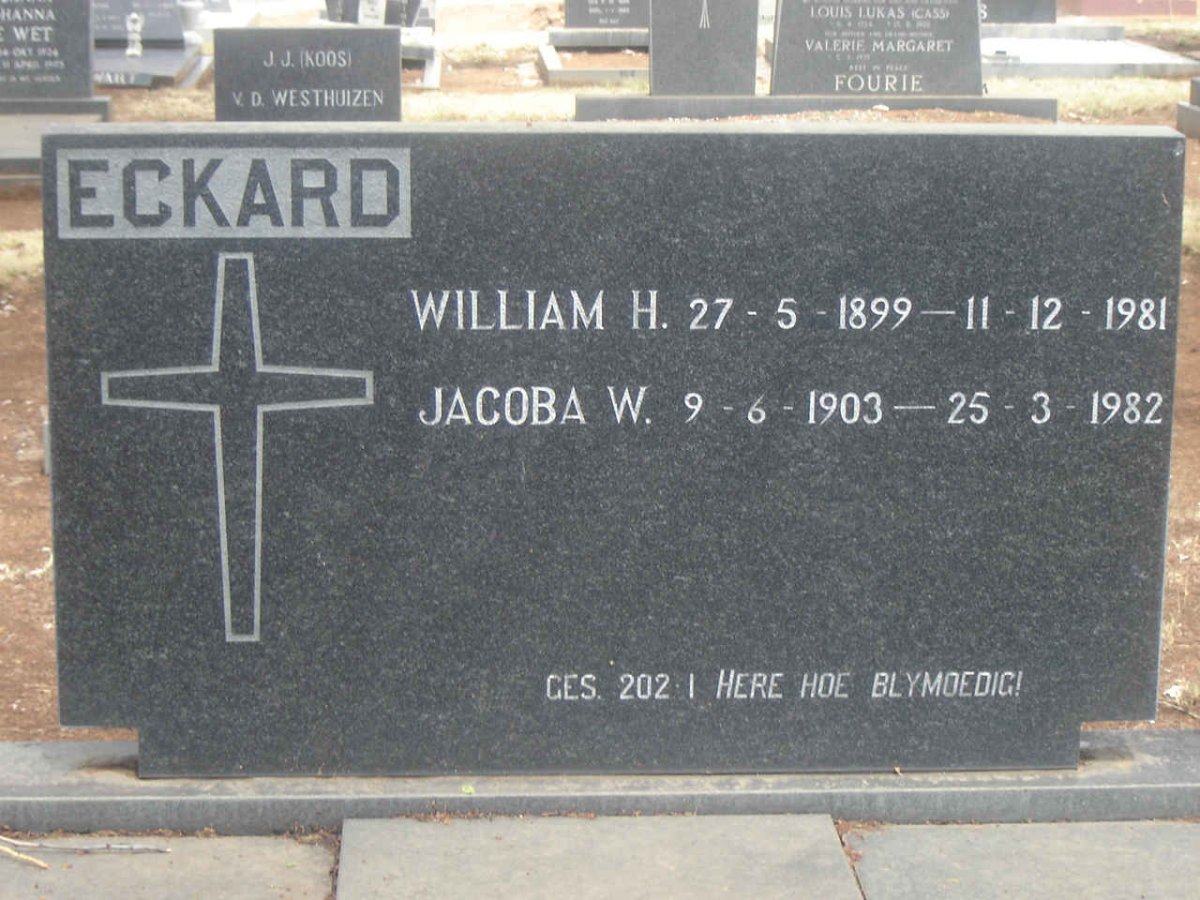 ECKARD William H. 1899-1981 &amp; Jacoba W. 1903-1982
