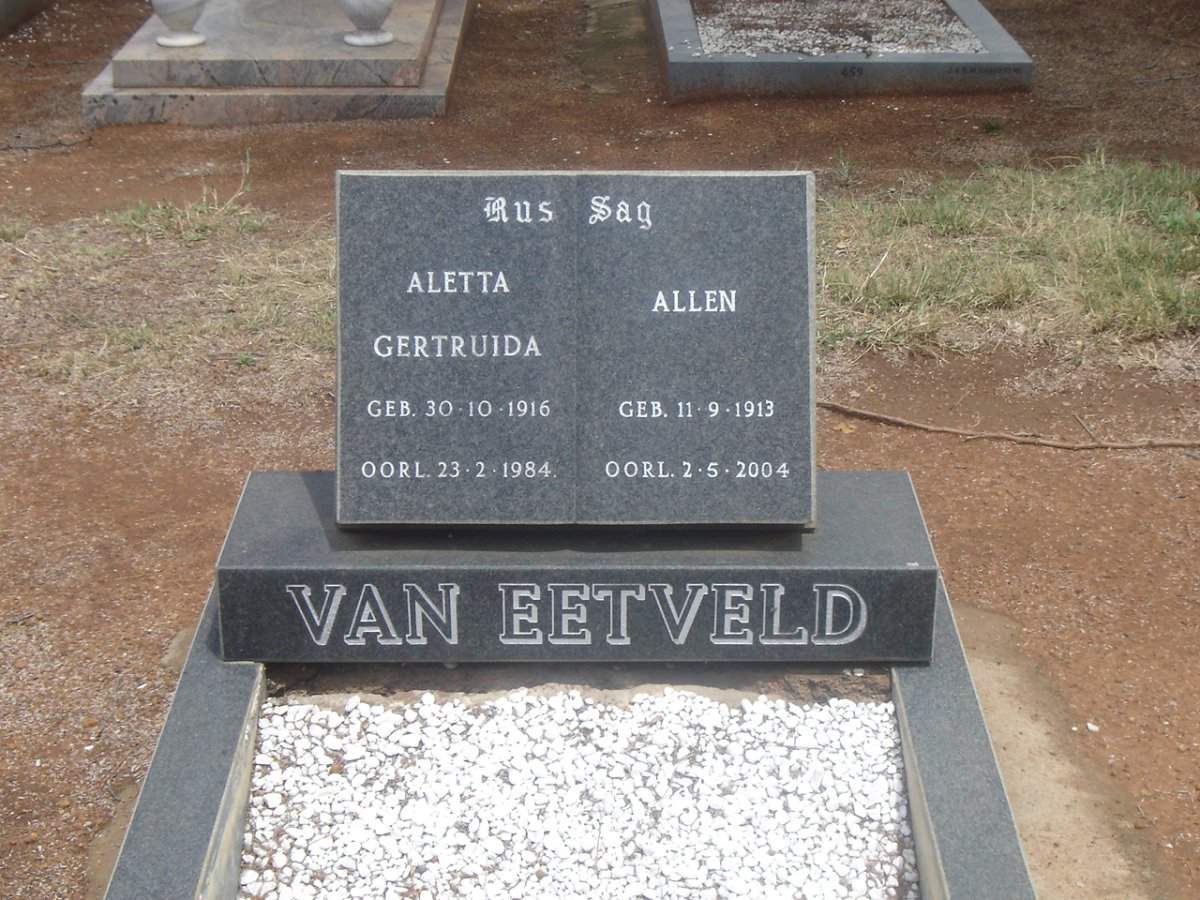 EETVELD Allen 1913-2004 &amp; Aletta Gertuida 1916-1984