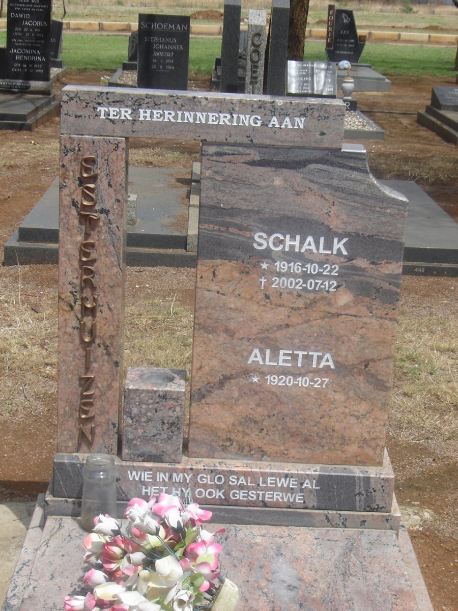 ESTERHUIZEN Schalk 1916-2002 &amp; Aletta 1920-