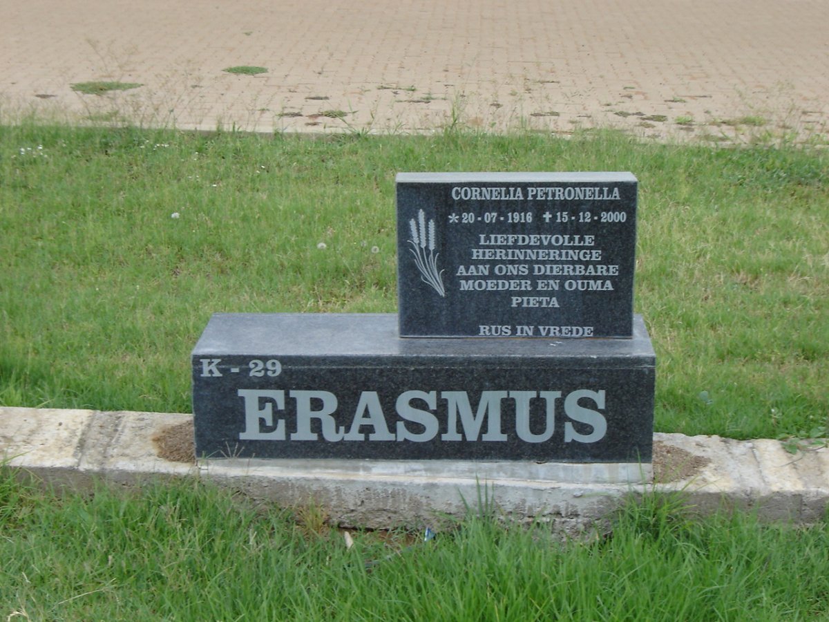 ERASMUS Cornelia Petronella 1916-2000