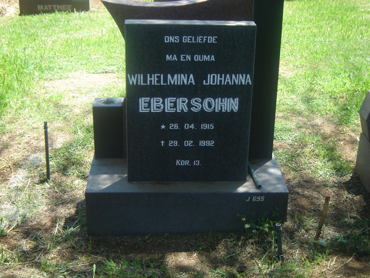 EBERSOHN Wilhelmina Johanna 1915-1992