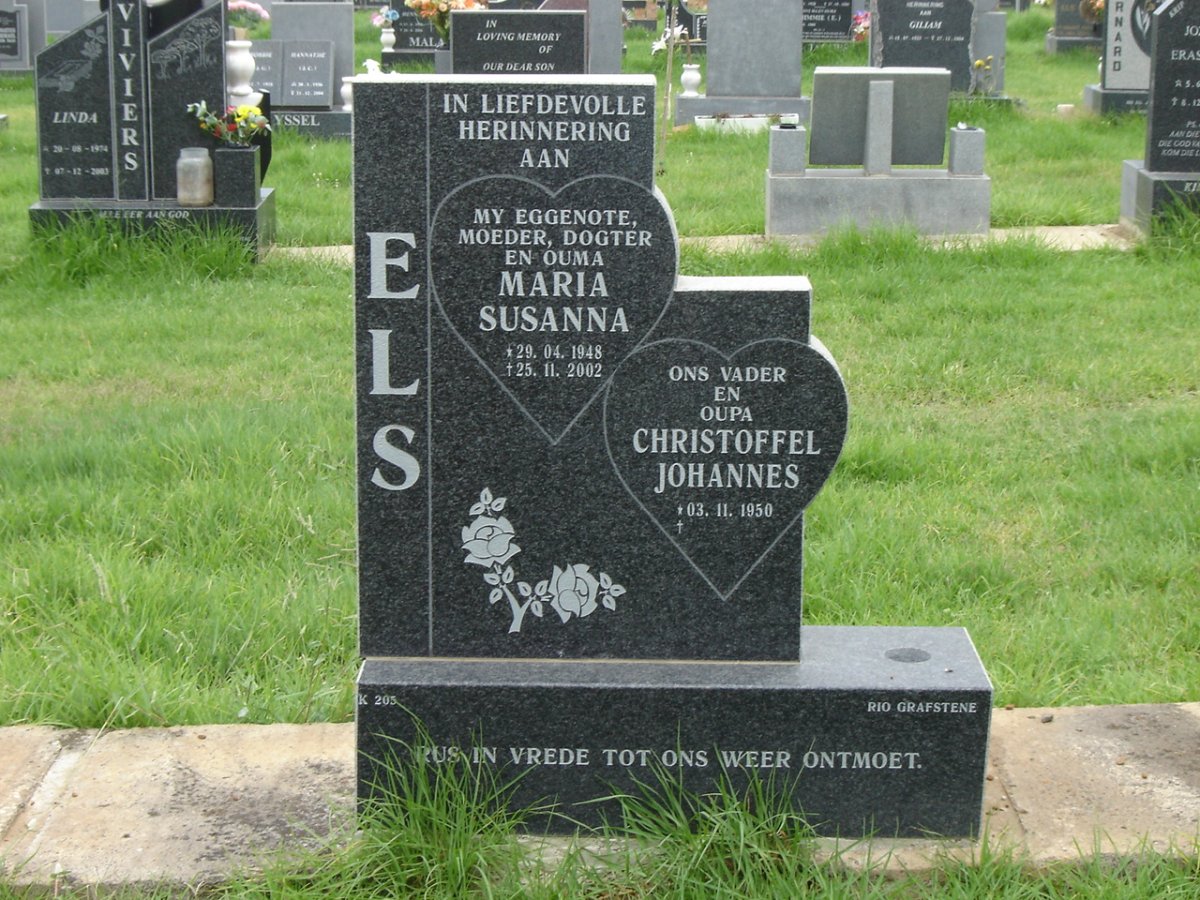 ELS Christoffel Johannes 1950-  &amp; Maria Susanna 1948-2002