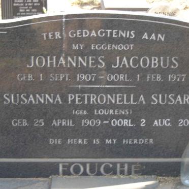 FOUCHE Johannes Jacobus 1907-1977 & Susanna Petronella Susara LOURENS 1909-2002