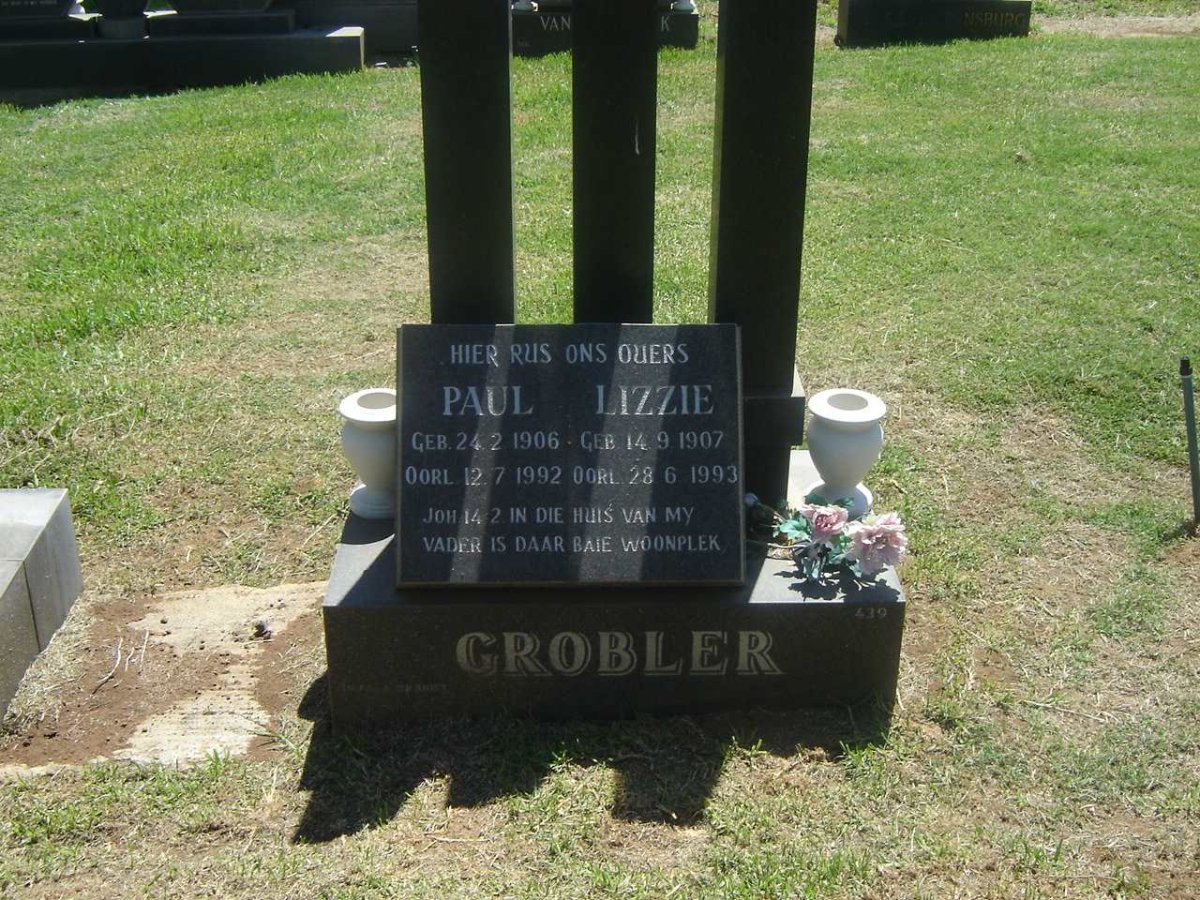 GROBLER Paul 1906-1992 &amp; Lizzie 1907-1993