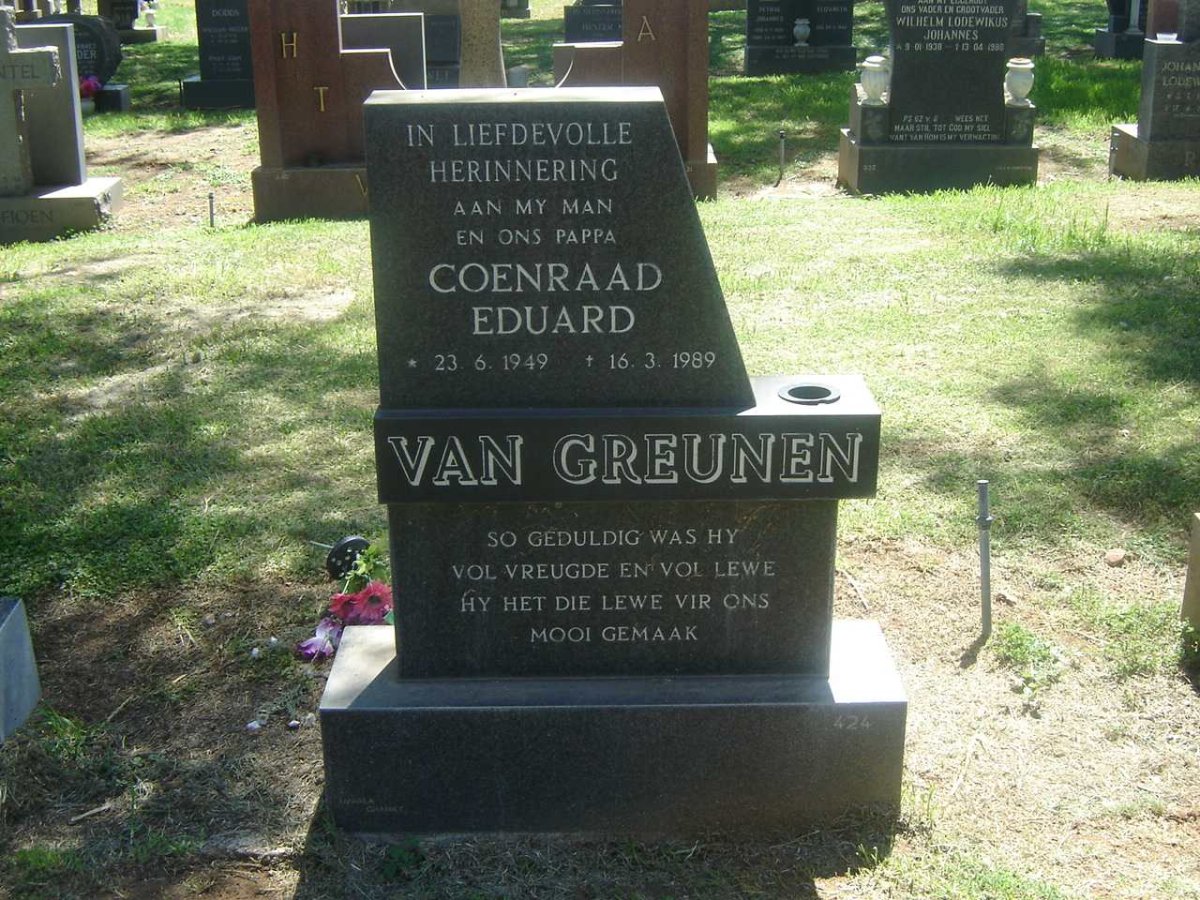 GREUNEN Coenraad Eduard, van 1949-1989