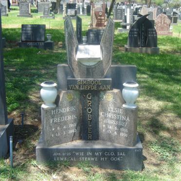 GROBLER Hendrik Frederik 1913-2003 &amp; Elsie Christina 1916-1991