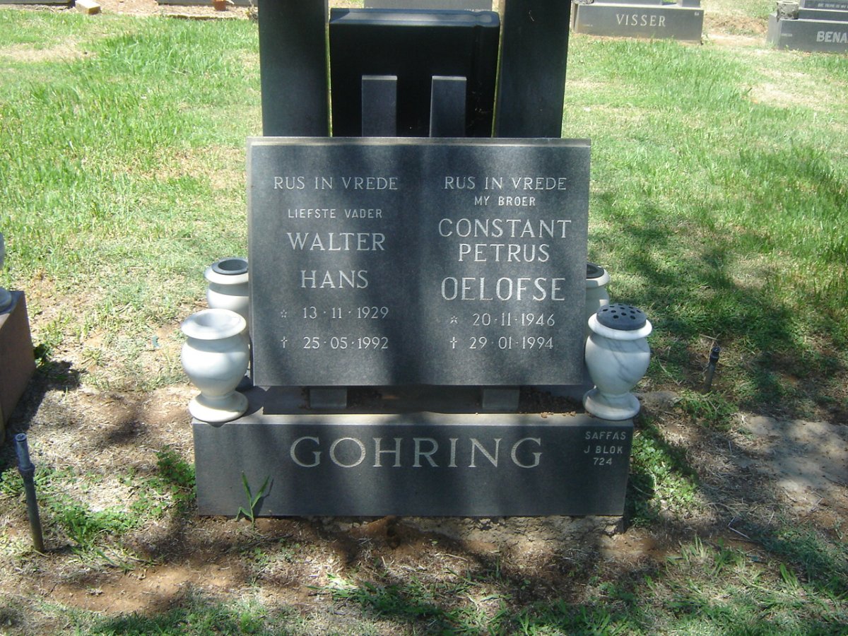 GOHRING Walter Hans 1929-1992 :: OELOFSE Constant Petrus 1946-1994