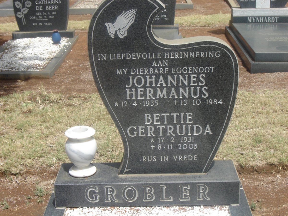 GROBLER Johannes Hermanus 1935-1984 &amp; Bettie Gertruida 1931-2005