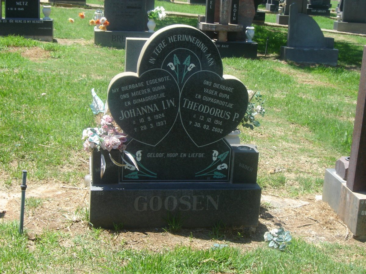 GOOSEN Theodorus P. 1914-2002 &amp; Johanna I.W. 1924-1997