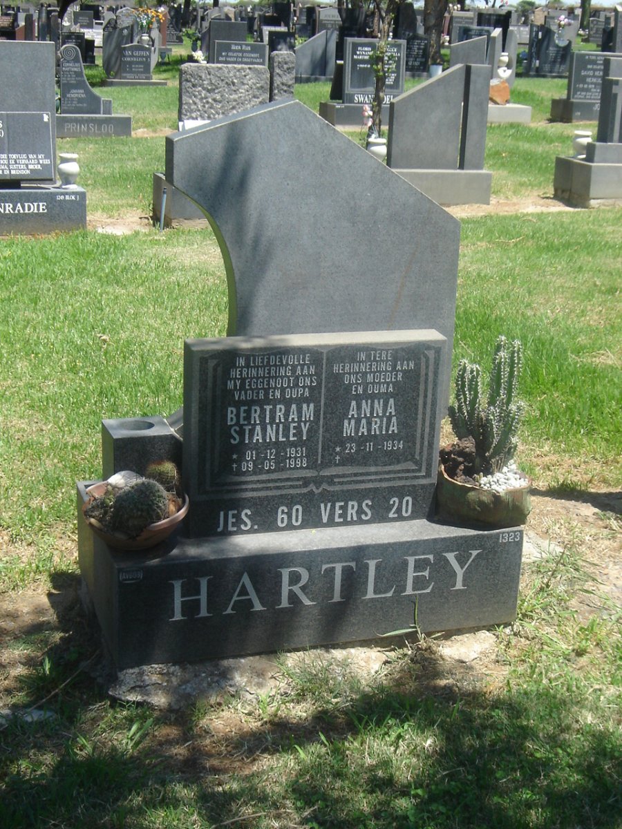 HARTLEY Bertram Stanley 1931-1998 &amp; Anna Maria 1934-