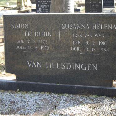 HELSDINGEN Simon Frederik, van 1903-1979 & Susanna Helena VAN WYK 1916-1984