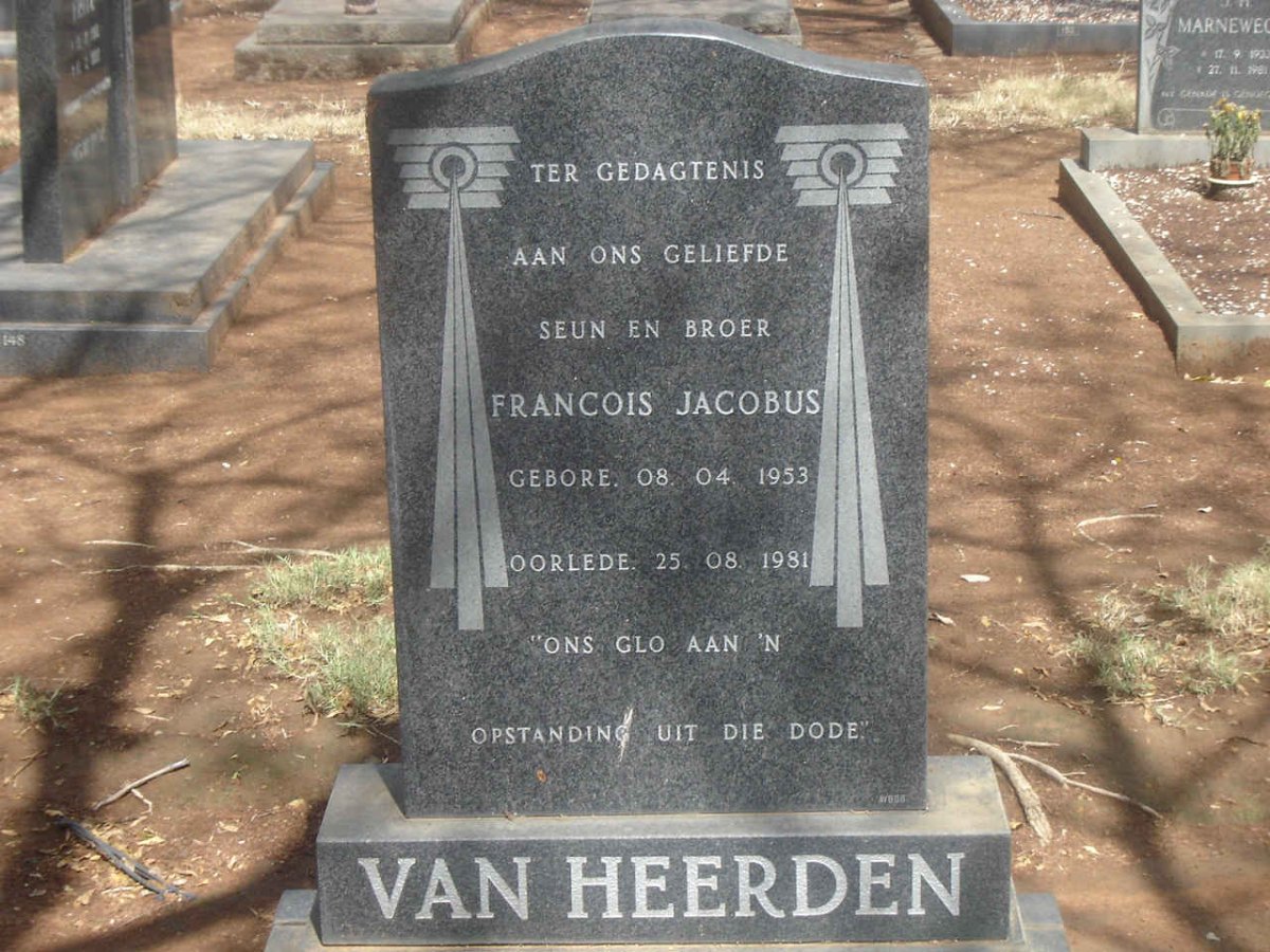 HEERDEN Francois Jacobus, van 1953-1981