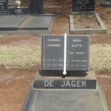 JAGER Casparis Johannes, de 1904-1983 &amp; Maria Aletta BEKKER 1909-1986