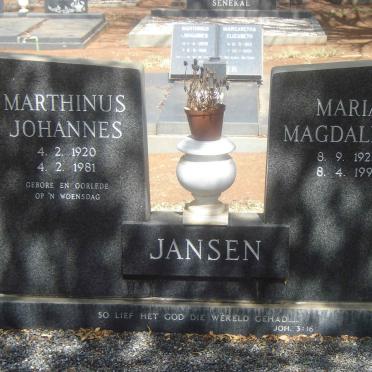 JANSEN Marthinus Johannes 1920-1981 & Maria Magdalena 1925-1995