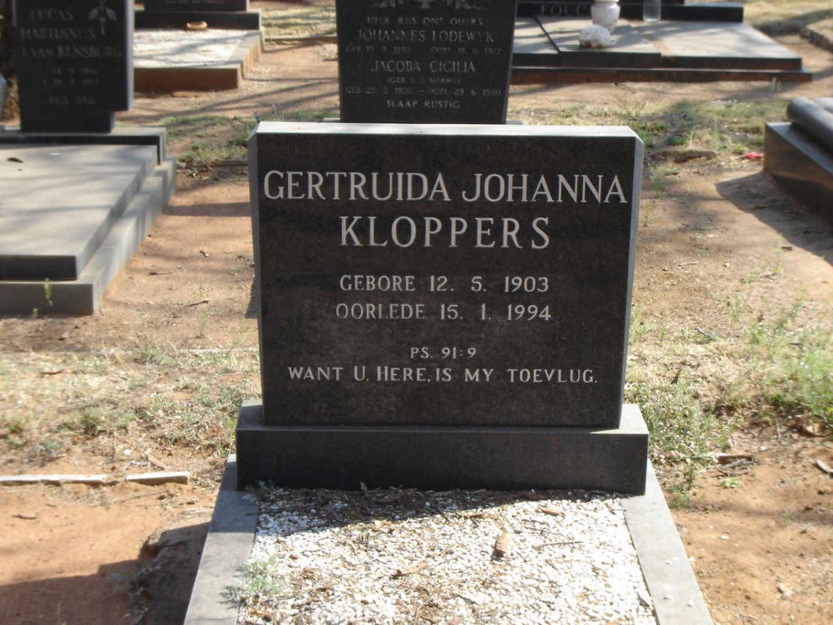 KLOPPERS Gertruida Johanna 1903-1994