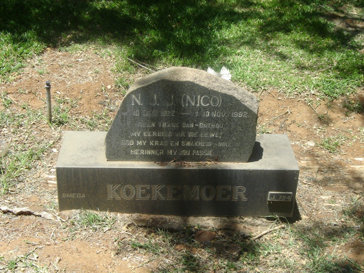 KOEKEMOER N.J.J. 1922-1992
