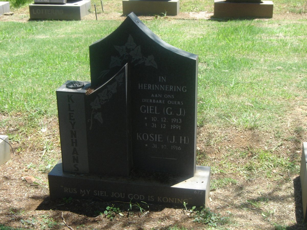 KLEYNHANS G.J. 1913-1991 &amp; J.H. 1916-