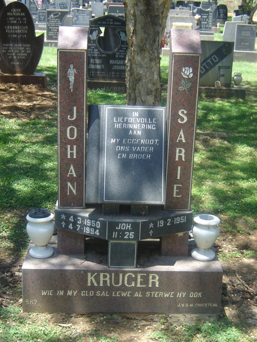 KRUGER Johan 1950-1994 &amp; Sarie 1951-