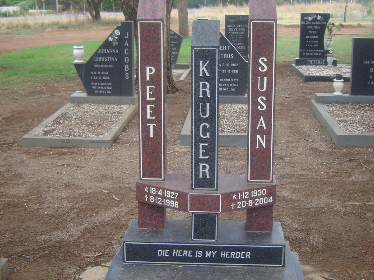 KRUGER Peet 1927-1996 &amp; Susan 1930-2004