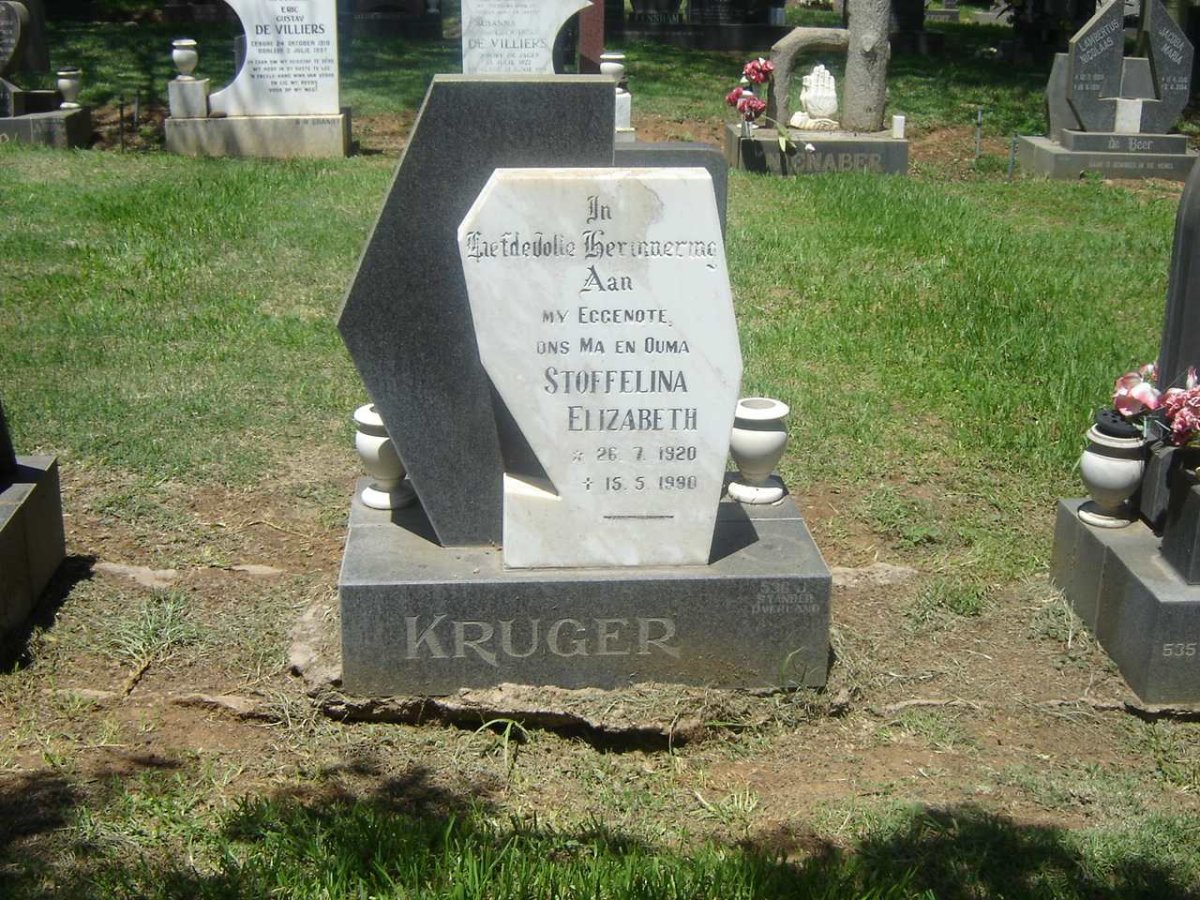 KRUGER Stoffelina Elizabeth 1920-1990