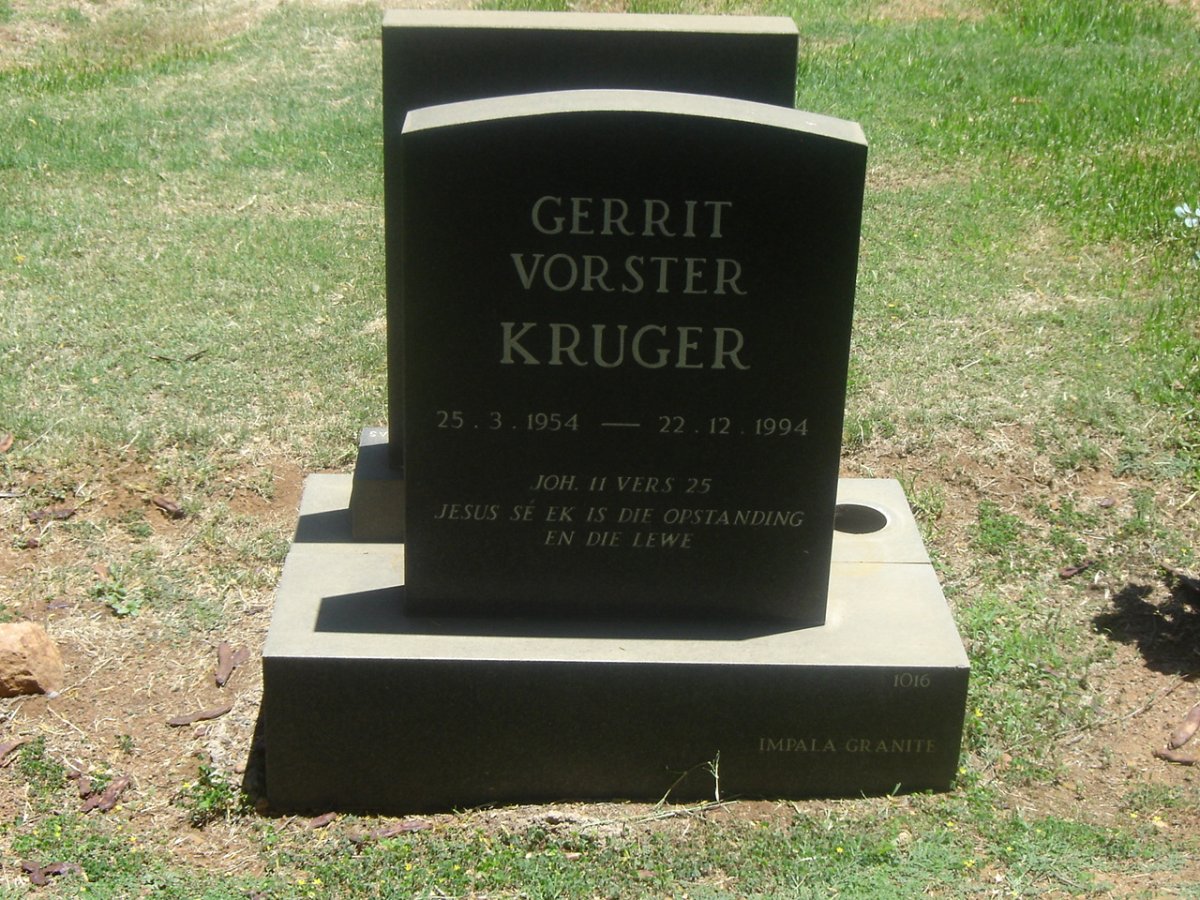 KRUGER Gerrit Vorster 1954-1994