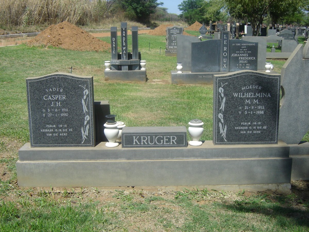 KRUGER Casper J.H. 1911-1990 &amp; Wilhelmina M.M. 1913-1988
