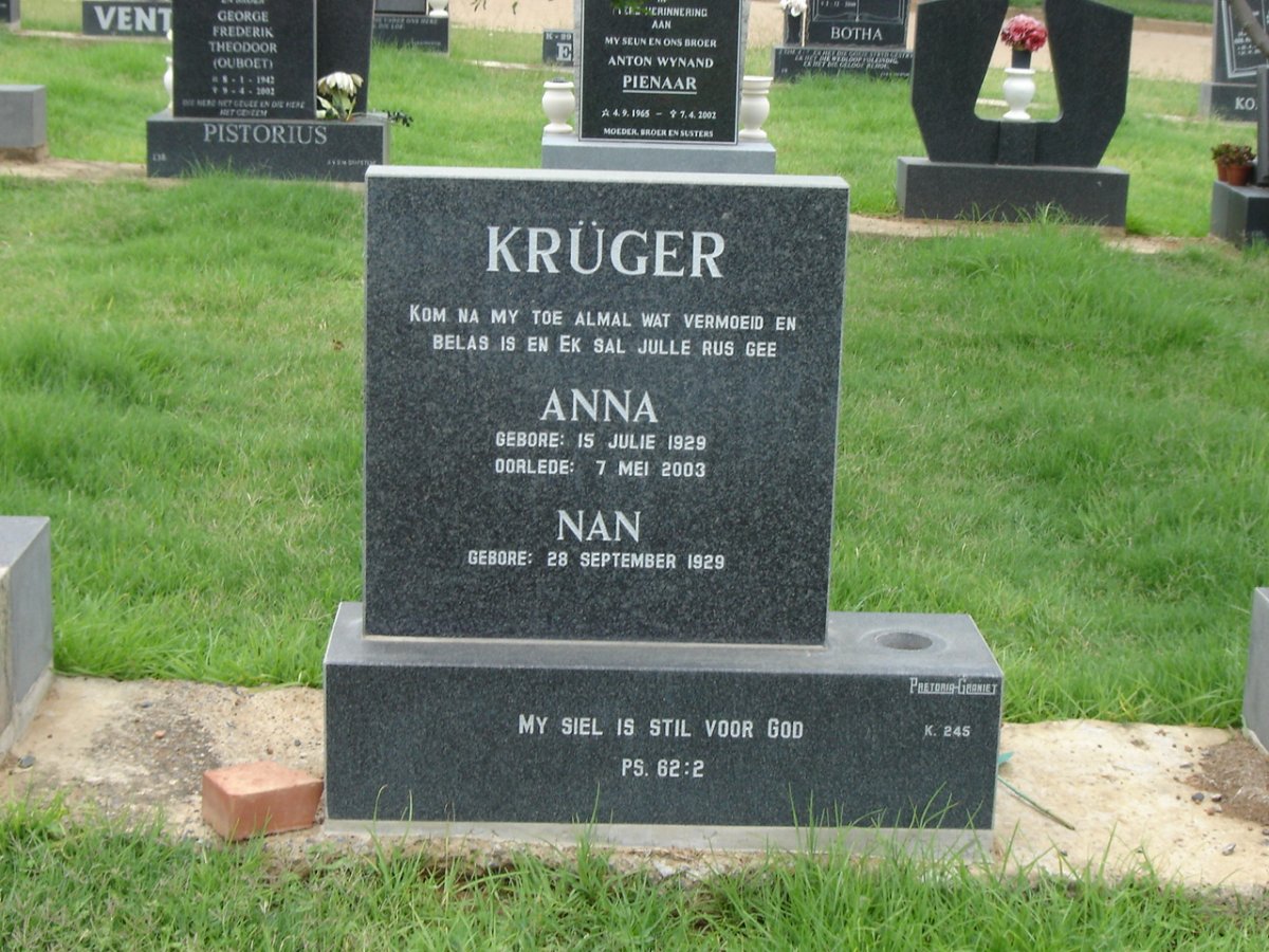 KRUGER Anna 1929-2003 :: KRUGER Nan 1928-