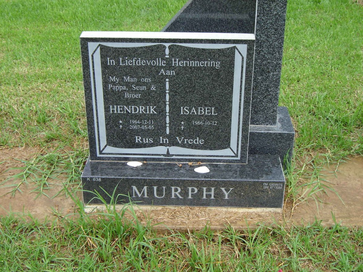 MURPHY Hendrik 1964-2007 &amp; Isabel 1966-