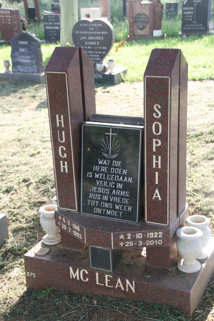 MCLEAN Hugh 1916-1993 & Sophia 1922-2010