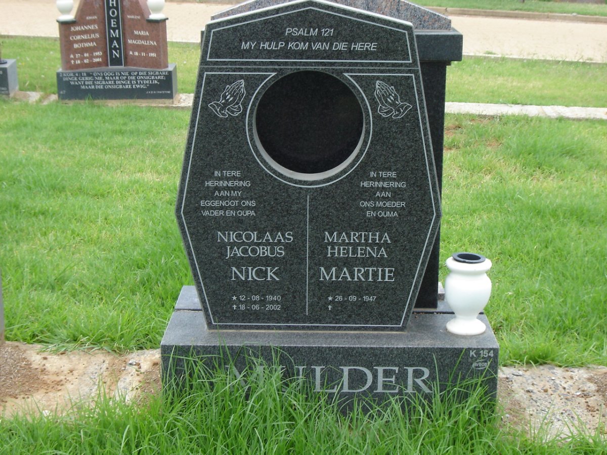 MULDER Nicolaas Jacobus 1940-2002 &amp; Martha Helena 1947-