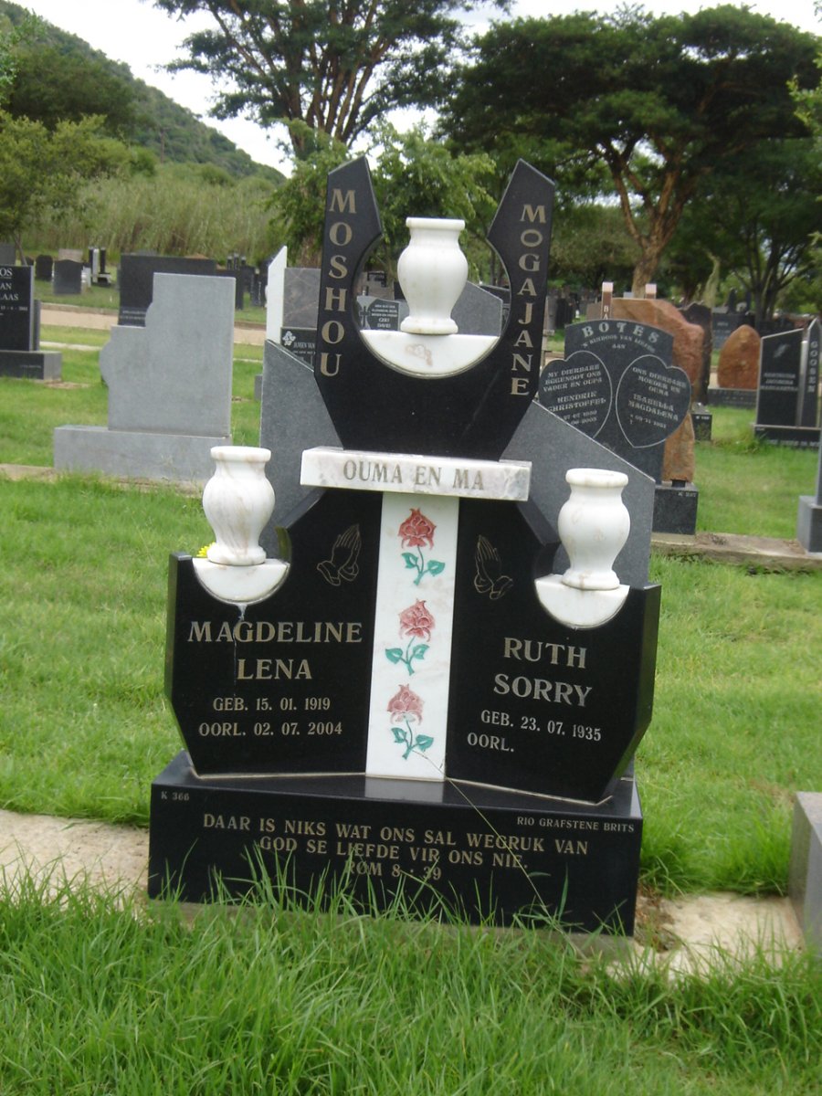 MOSHOU Magdeline Lena 1919-2004 :: MOGAJANE Ruth Sorry 1935-