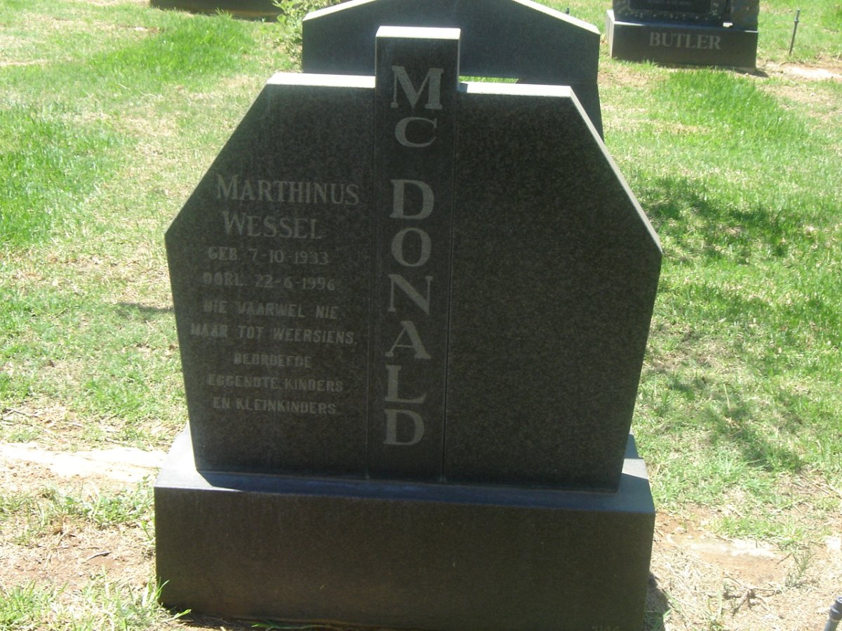 MCDONALD Marthinus Wessel 1933-1996