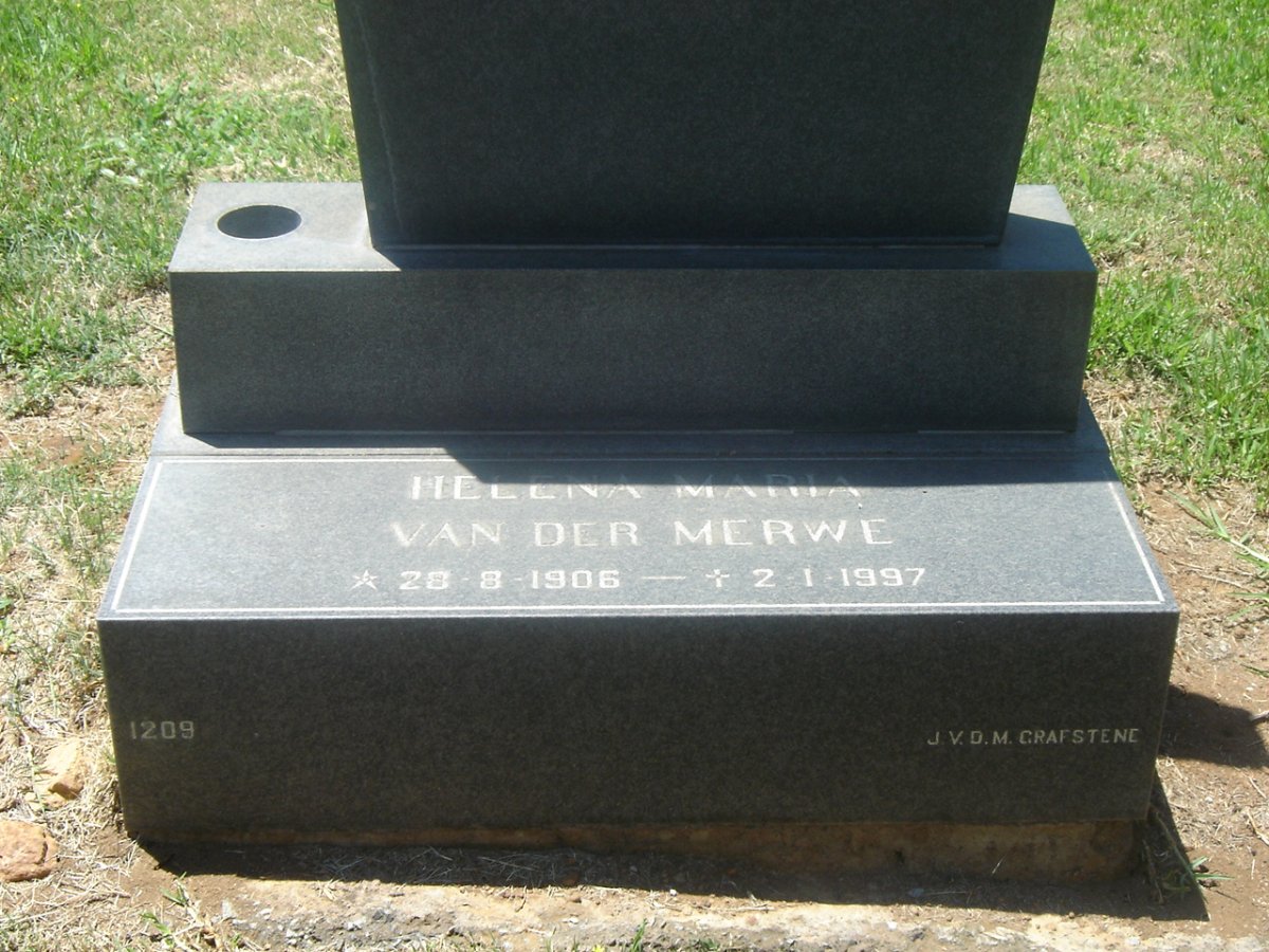MERWE Helena Maria, van der 1906-1997
