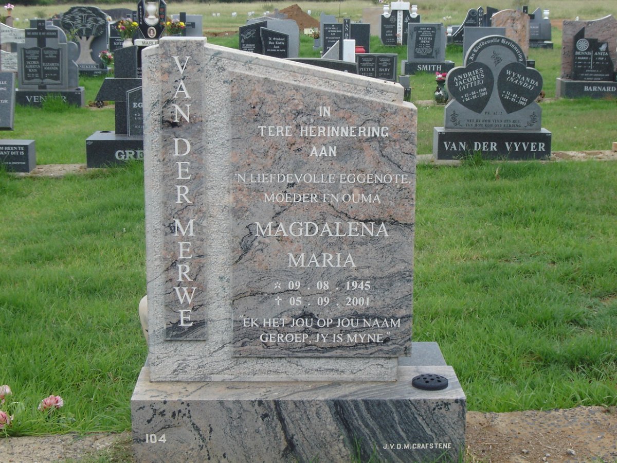 MERWE Magdalena Maria, van der 1945-2001