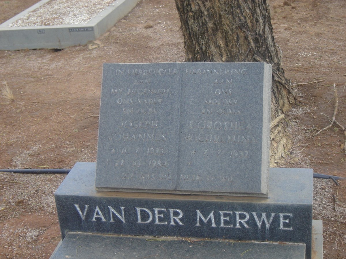 MERWE Joseph Johannus, van der1922-1984 &amp; Dorothea Wilhelmina 1937-