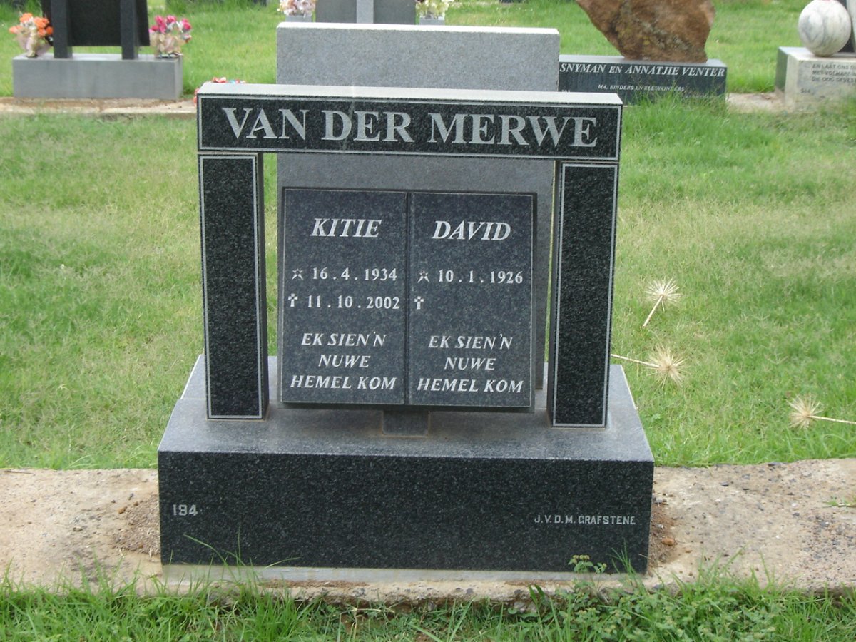 MERWE David, van der 1926-  &amp; Kitie 1934-2002
