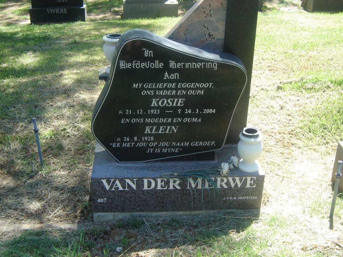 MERWE Kosie, van der 1923-2004 &amp; Klein 1928-