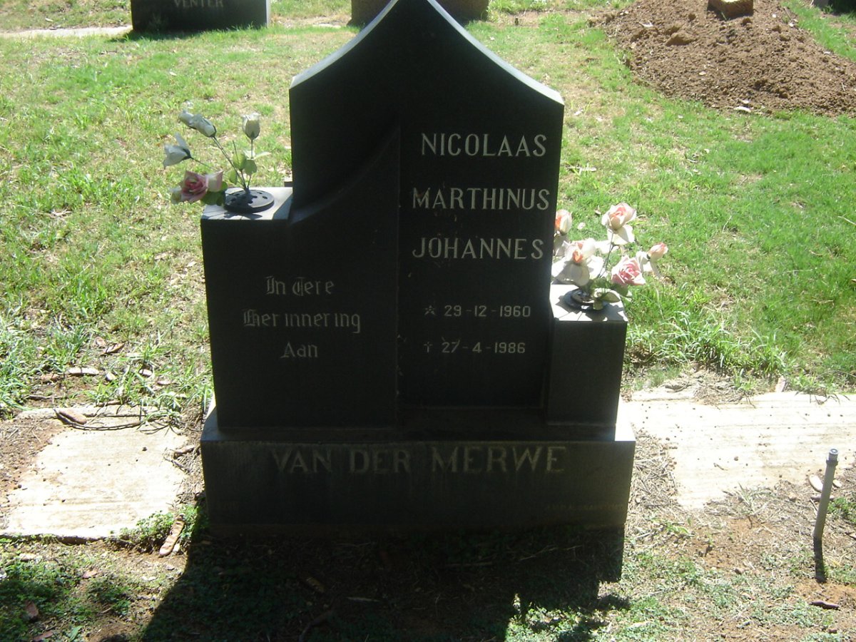 MERWE Nicolaas Marthinus Johannes, van der 1960-1986