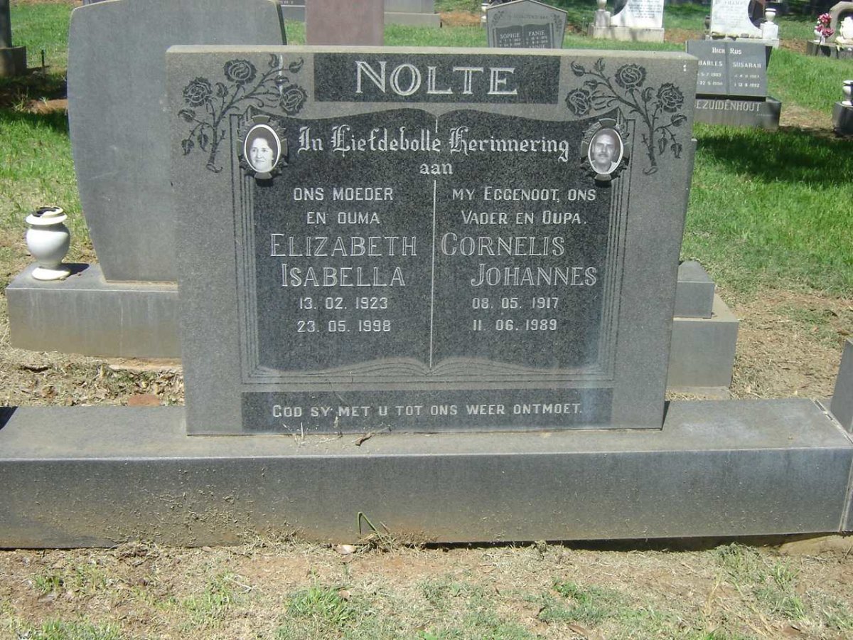 NOLTE Cornelis Johannes 1917-1989 &amp; Elizabeth Isabella 1923-1998