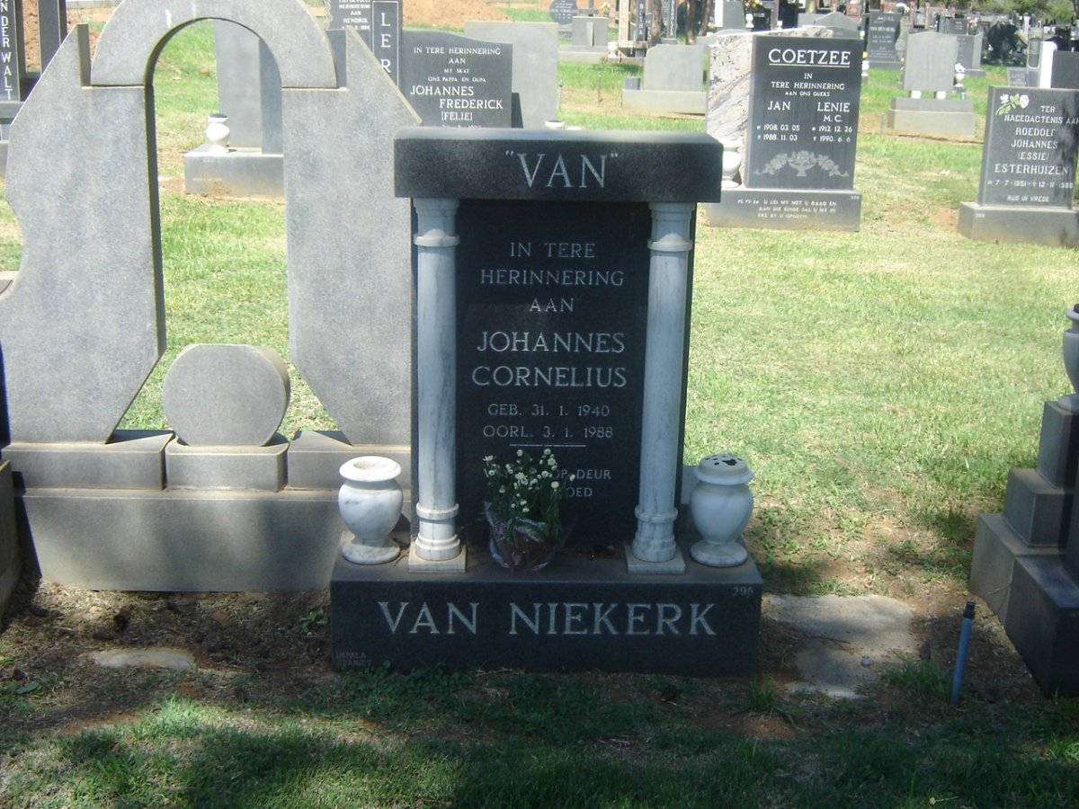 NIEKERK Johannes Cornelius, van 1940-1988