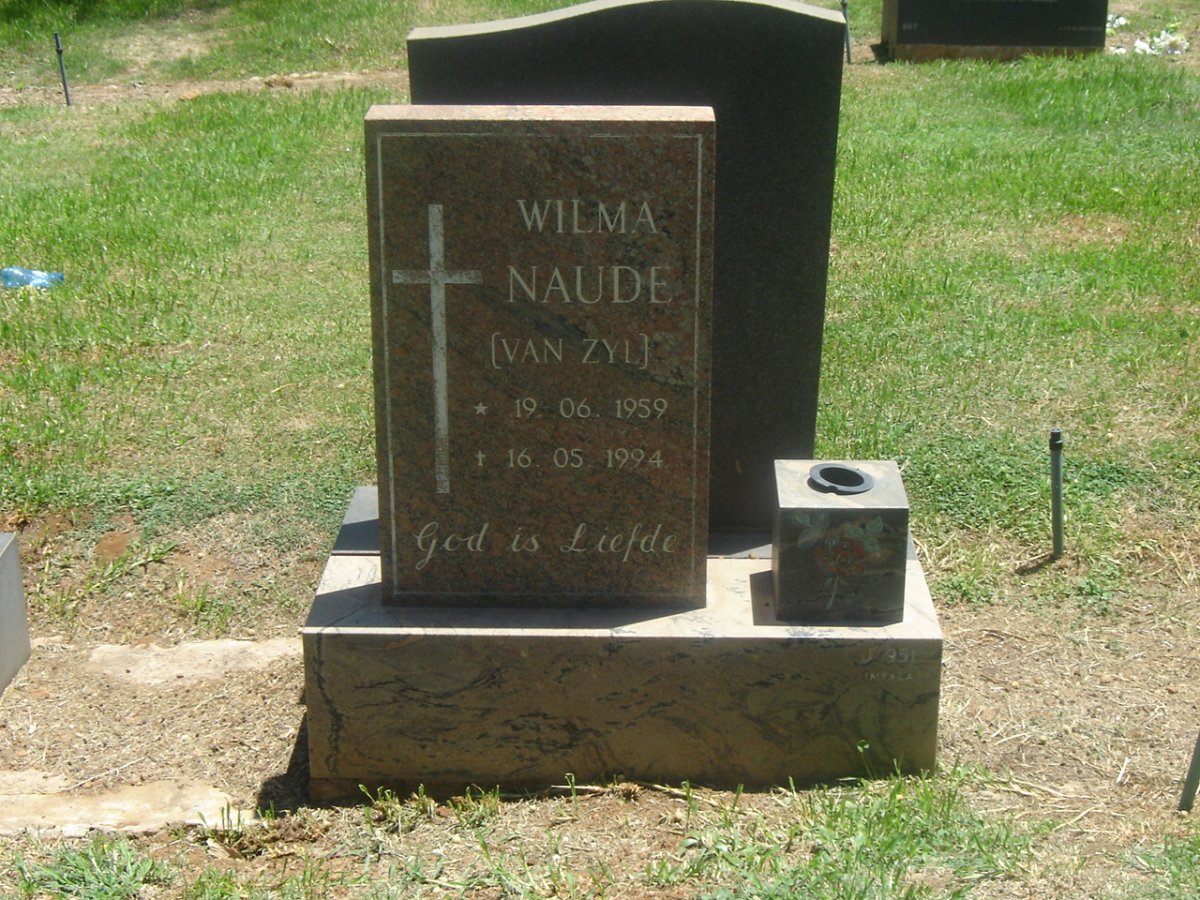 NAUDE Wilma nee VAN ZYL 1959-1994