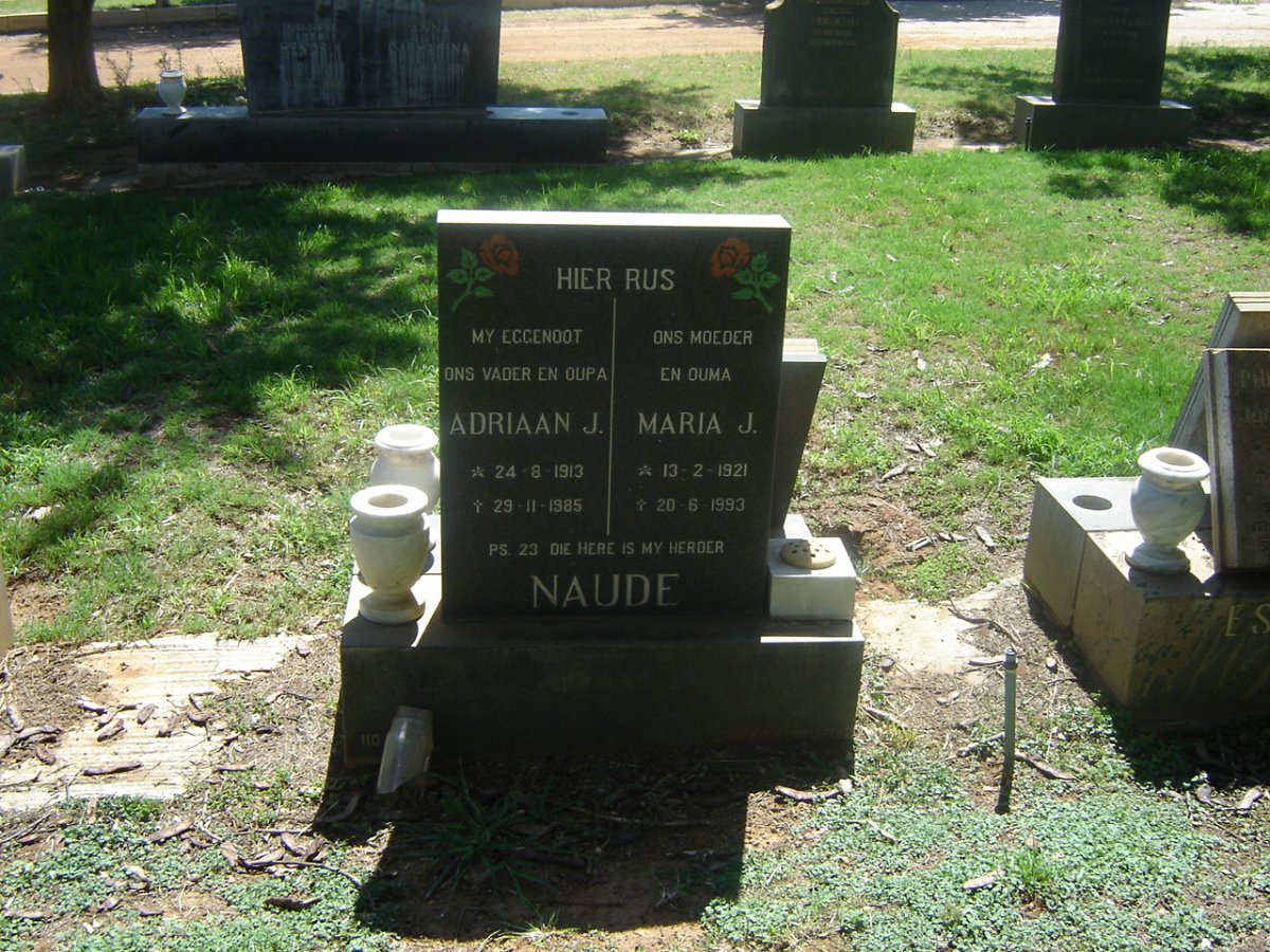 NAUDE Adriaan J. 1913-1985 &amp; Maria J. 1921-1993