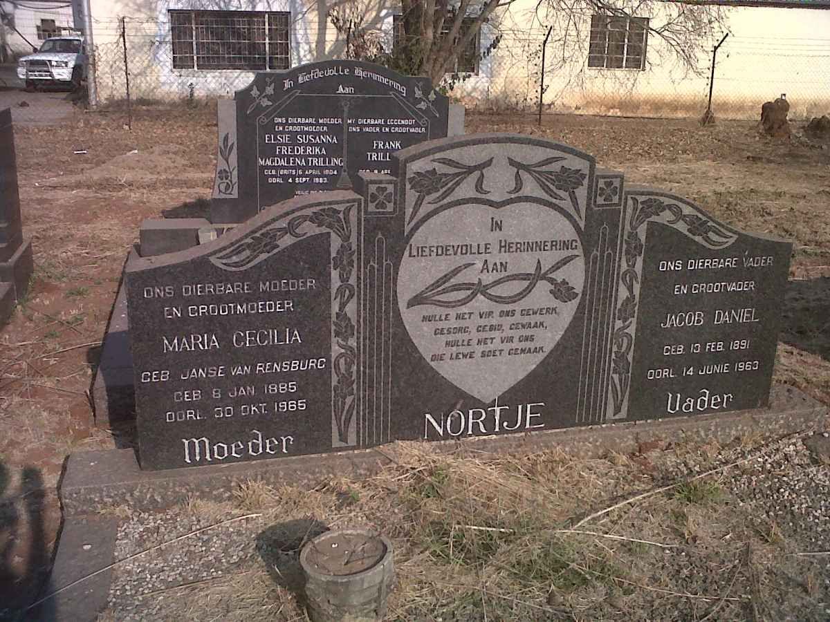 NORTJE Jacob Daniel 1891-1963 &amp; Maria Cecilia JANSE VAN RENSBURG 1885-1965