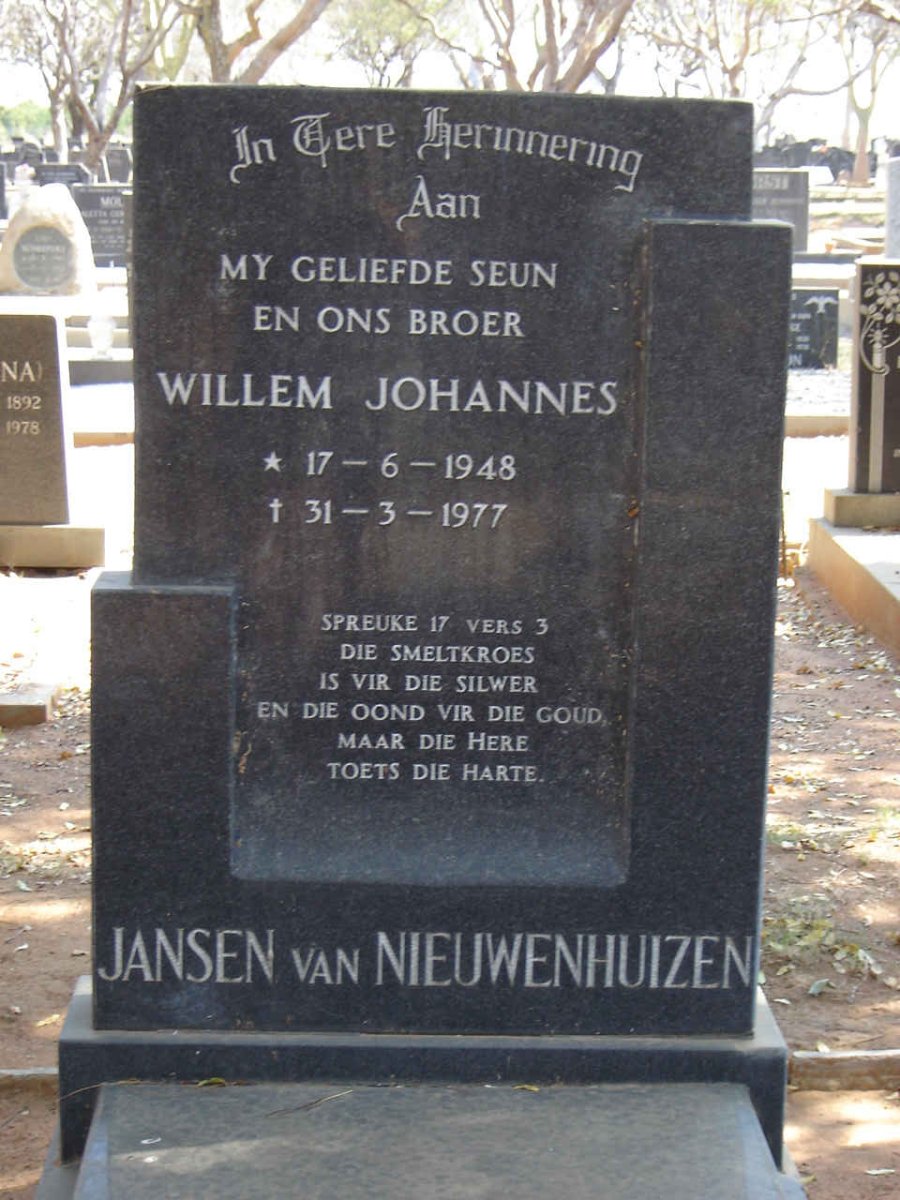 NIEUWENHUIZEN Willem Johannes, Jansen van 1948-1977