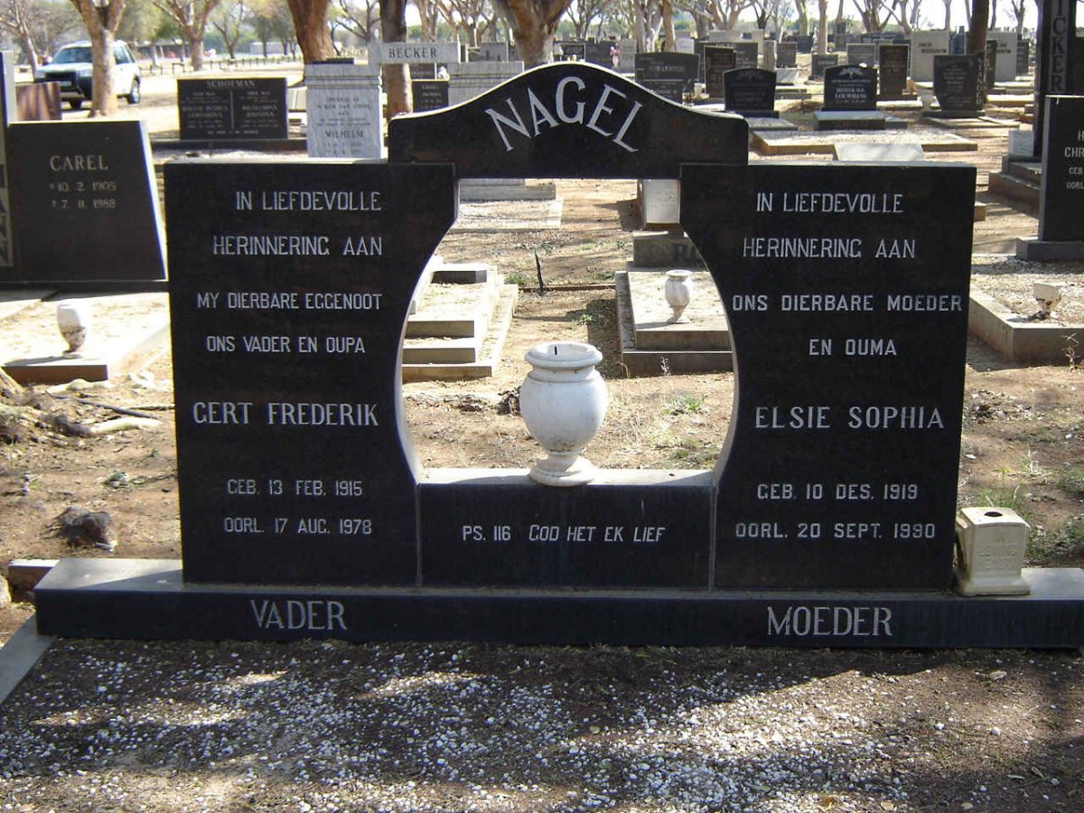 NAGEL Gert Frederik 1915-1978 & Elsie Sophia 1919-1990