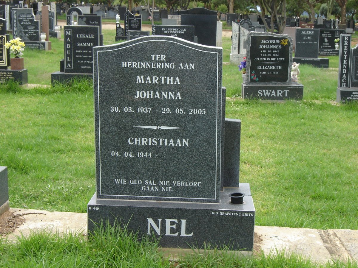 NEL Christiaan 1944- &amp; Martha Johanna 1937-2005
