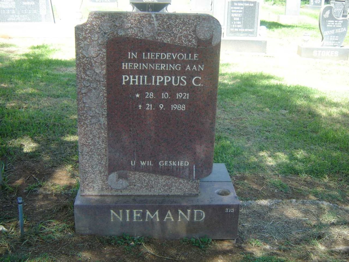 NIEMAND Philippus C. 1921-1988
